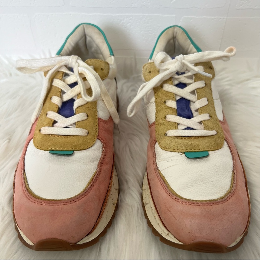 Madewell Kick Off Trainer Leather Suede Colorful Lace-Up Sneakers Shoes Size 8.5